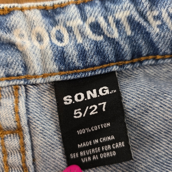 S.O.N.G. Bootcut Jeans Women’s Size 5/27 Bleach Wash Split Hem Retro 100% Cotton - Picture 7 of 7